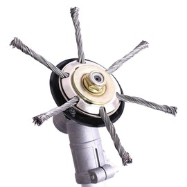 Grass Petrol Strimmer Head: 24.5mm Bore Strimmer Wire Brush Head with Knotted Wire for Lawn and Garden - Ideal for Brush Cutter Attachment Replacement Tool