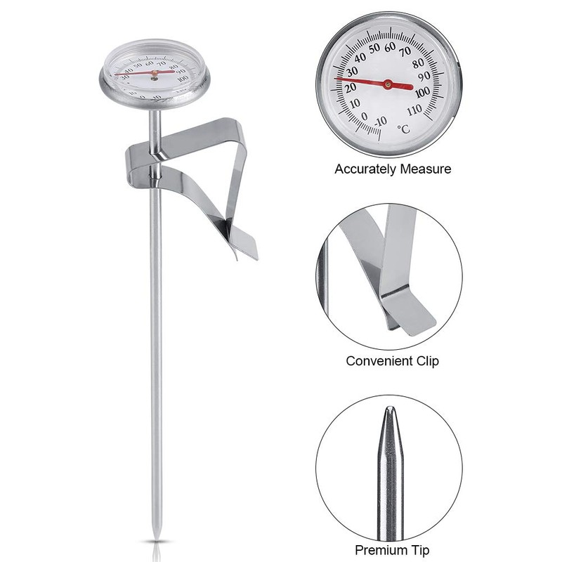 Milk Coffee Thermometer, Stainless Steel Milk Thermometer -10~110℃ Make The
