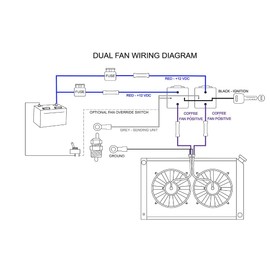 Dual Electric Fan Wiring Kit With Thermostat Radiator Temperature Sensor Switch 185 On 175 Off, Cooling Thermostat Kit 4 Pin, 40 AMP Waterproof Relay Kit
