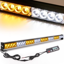 Emergency Light Bar 36 Inch 16 Flash Modes 32 Led Emergency Strobe Lights Traffic Advisor Directional Flashing Safety Light Bar with Led Display Screen Controller(35.5 Inch, Yellow/White)