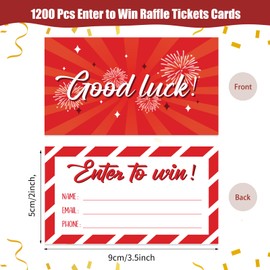 600 Pcs Red Enter to Win Raffle Tickets Cards 3.5 x 2 Inch Entry Form Ticket Cards for Contest, Auction, Raffles, Ballot Box with Space for Name, Email Address Phone Number Fields (600)