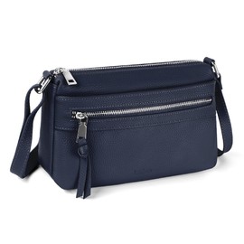 befen Small Genuine Leather Crossbody Purses for Women, Women's RFID Protected Leather Crossbody Bags Cross Over Shoulder with Card Slots Navy Blue