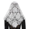 Bozidol Church Mantilla Catholic Veil: White Peony Flowers Embroidered Lace