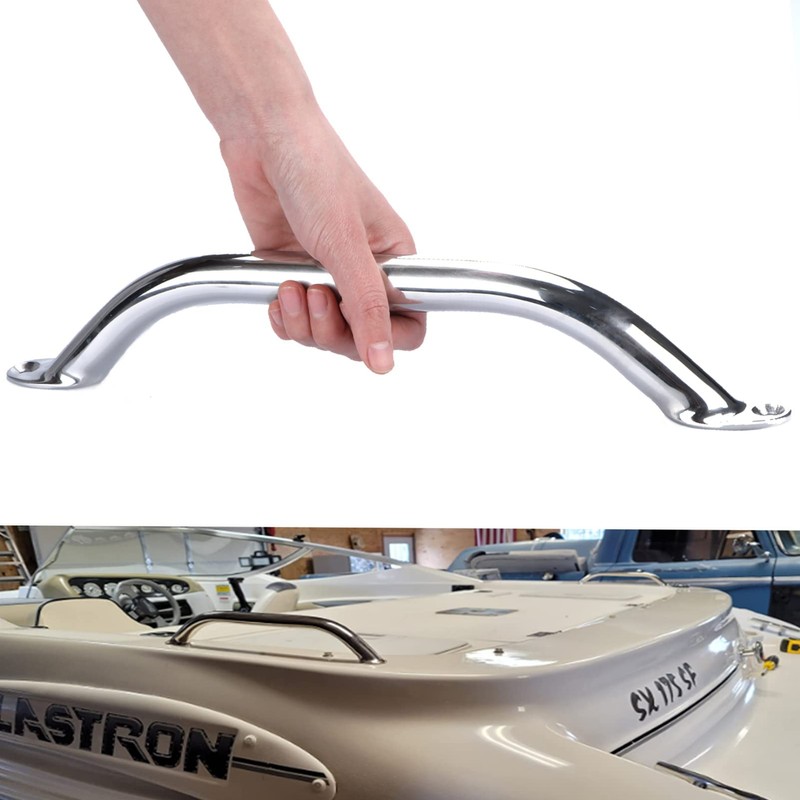 2PCS Boat Handrail Grab Handle Polished Stainless Steel Round Tube