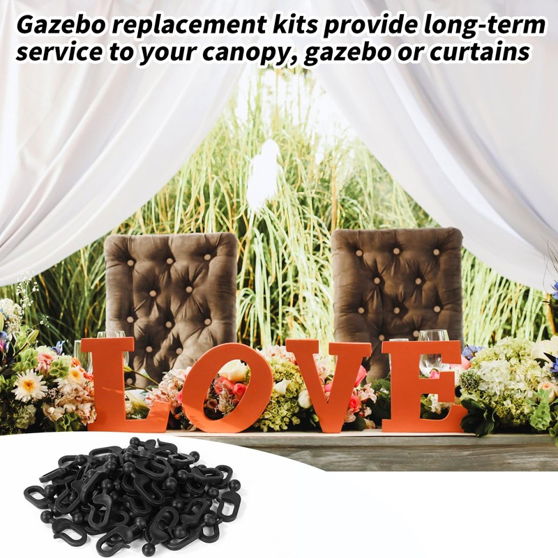 Lyreh 50pcs Plastic Hooks for Gazebo Curtains, Invisible Curtain Track