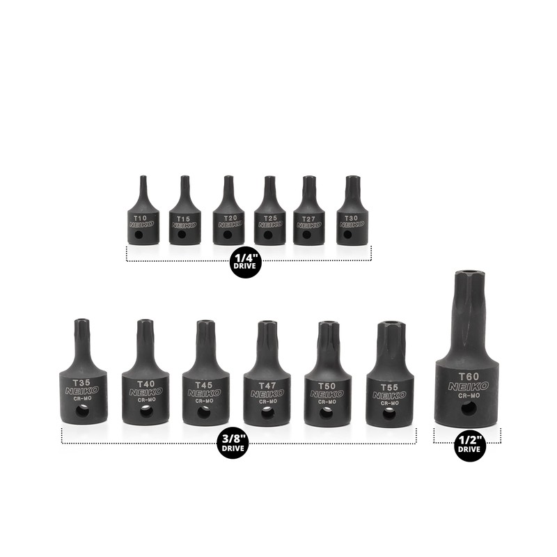 NEIKO 10282B 13 Piece Security Torx Socket Bit Set, 6