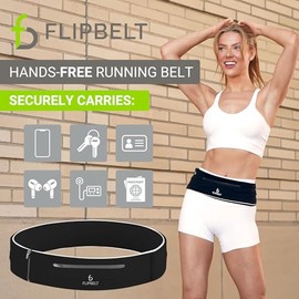 FlipBelt Elite - Cinturón de correr para teléfono y accesorios pequeños, bolsa de cintura resistente al agua, S, negro
