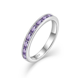 Starchenie Women's Eternity Rings 925 Sterling Silver Birthstone 5A Cubic Zirconia Engagement Ring Eternity Promise Rings, Sterling Silver