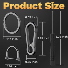 2 Pack Keychain Rings for Car Keys, Metal Key Chain Holder with Detachable D-Ring, Carabiner Keychain Hook, Key Chain Clip for Purse Charm Hook, Men and Women Key Fob (Gold and Black) Car Accessories