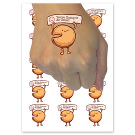 You're Going to do Great Fortune Cookie Encouraging Temporary Tattoo Water Resistant Fake Body Art Set Collection - 54 1" Tattoos (1 Sheet)