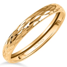TJC 9ct Yellow Gold Diamond Cut Stackable Spinner Band Ring Stylish for Women and Girls Size O