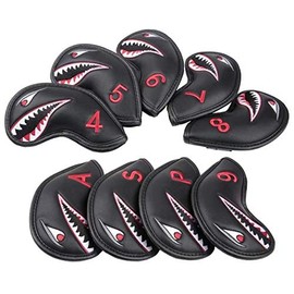 Golf Headcover Wood Cover Driver 440cc 460cc Cover Utility UT Cover Putter Cover Mallet Pin Iron Cover Set of 3 Waterproof Shark (Iron)