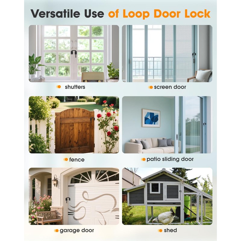 MeBantoo 2.36 Inch U Patio Sliding Door Loop Lock Latch
