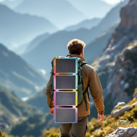 30W Portable Solar Panel for Camping – Foldable Solar Panel Charger with USB & Type-C, High Efficiency 25.4%, Waterproof & Lightweight, Gradient Color Outdoor Solar Panels Portable(Color,30W)