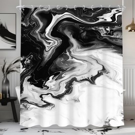 Cinbloo Black and White 60Wx72H Shower Curtain Abstract Gery Marble Modern Neutral Ombre Minimalist Elegant Ink Texture Chic Simple Bathroom Curtain Set Aesthetic Bath Bathroom Accessories Decor