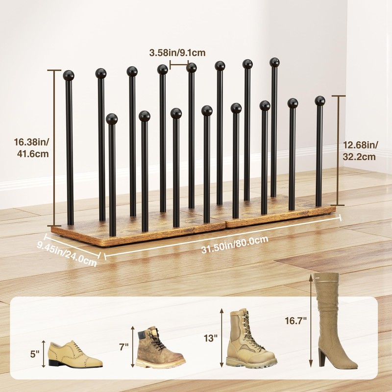 pickpiff Boot Rack 8-Pair Shoe Organizer Tall 16.4'' Free Standing