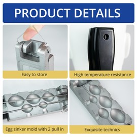 Egg Sinker Mold Fishing Weight Molds with 5 Mold Cavities,1oz, 2oz, 3oz, 4oz, 5oz, Lead Sinker Molds with 2 Pull Pin