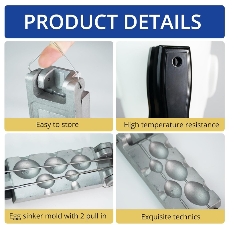 Egg Sinker Mold Fishing Weight Molds with 5 Mold Cavities,1oz,