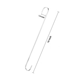 LuoQiuFa 2 Pcs Extra Large S Shaped Hooks 16 inch, Heavy Duty Long S Hooks for Hanging Plant Extension Hooks for Closet,Garden,Indoor Outdoor Uses(Silver)