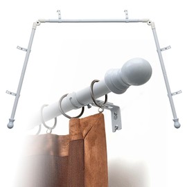 Bay Window Curtain Rods, 36-160" Heavy Duty Corner Curtain Rod, Adjustable DIY Design for Center and Side Rods,U-Shape 1 inch Drapery Rod Set with Brackets for Windows - White