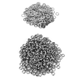 QWORK® Grommets Eyelets Kit, 1000 Pieces Grommet and 1000 Pieces Washer, 1/4 Inch (6mm), for Shoes Leather Tag Canvas and Belt Craft Making, Silver