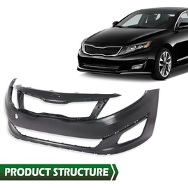 GRAND ORANGE Primed Front Bumper Cover Fascia Compatible with Kia Optima EX LX SXL SX Limited 2014 2015 Black KI1000169 865112T500