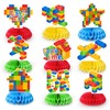 Building Block Honeycomb Centerpieces, 9 Pcs Building Block Themed Honeycomb