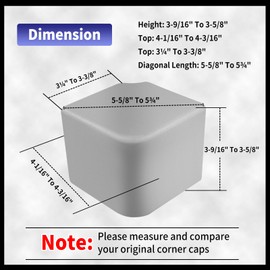 Vanshly 1 Pack Pontoon Boat Aluminum Corner Cap Casting 42，Suitable for 90 Rounded Corner, not 90 Right Angles，Height: 3-9/16" to 3-5/8"，Top: 4-1/16" to 4-3/16"