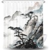 Coveimes Japanese Shower Curtain, Asian Scenic Shower Curtain Sets, Japanese
