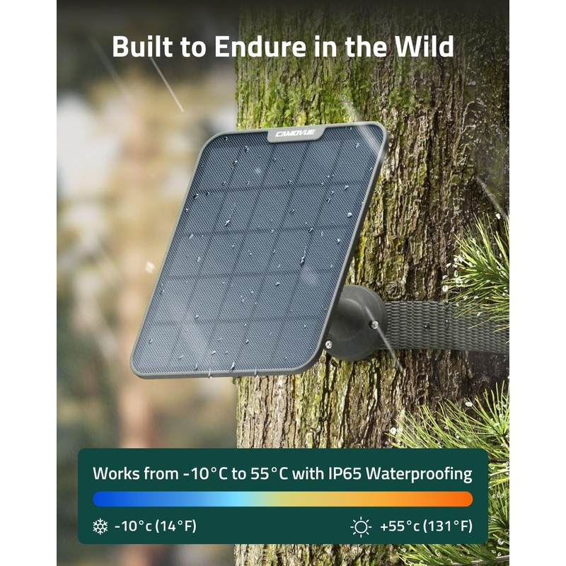 CAMOVUE Solar Panel SP-10 for Wildlife Trail Camera, 6W Fast