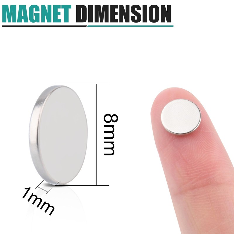 MAGXCENE 100 Pcs Neodymium Magnet, 8 x 1mm Tiny Strong