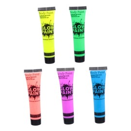 TOVINANNA 5pcs Glow Body Paint Neon Craft Fluorescent Face Painting Washable Safe Face Paint for Parties Events