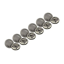 RECHERE 12 botones redondos de metal con diseño de rayas para manualidades, costura y adornos (plata envejecida, 25 mm)