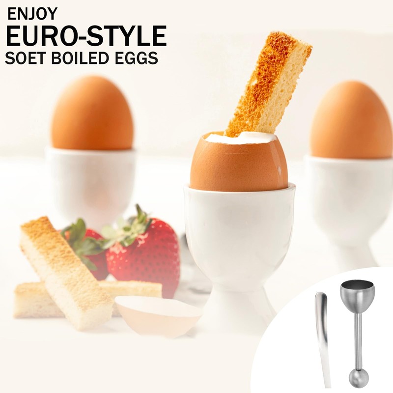 Stainless Steel Eggshell Opener with Egg Spoon, Egg Cracker Topper