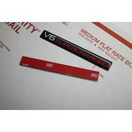 EUROBADGEZ 1 - BRAND NEW Embossed Aluminum V6 SUPERCHARGED Badge Emblem Black Red