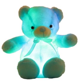 elfishgo Creative Light Up LED Inductive Teddy Bear Stuffed Animals Plush Toy Colorful Glowing Teddy Bear, 20- Inch(Blue)