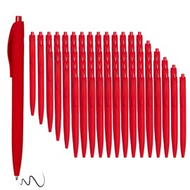 Wiaziert BallPoint Pens, 100 Pack (BLACK Ink),Bulk Pens, Red Barrel,Click Pens for Office Home and School, Retractable Ballpoint Pens, Medium Point, 1.00MM (Red)