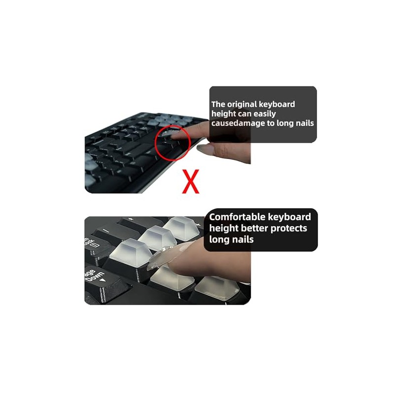 80Pcs DIY Keyboard Keycaps, Nail Shaped Keyboard Stickers Clear Silicone