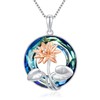 TOUPOP July Birth Flower Necklace 925 Sterling Silver Lotus Necklace