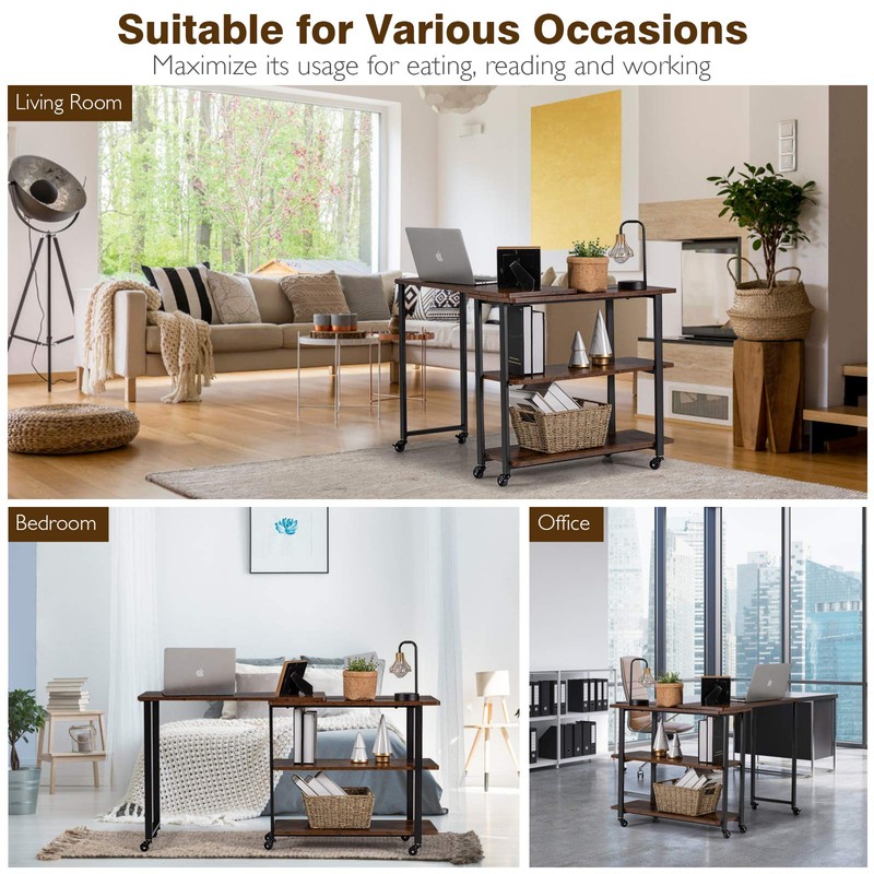 SPSUPE Sofa Side Table, 360°Free Rotating Mobile End Table, Movable