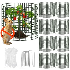 8Pack/24Pcs 13"x 13" Thicker Plant Protectors from Animals,Wire Mesh Plant Cages,Garden Plant Protector with Ground Stakes and Ties,Bunny Barricades Chicken Wire Cloche for Shrubs and Vegetables