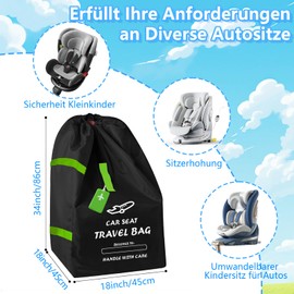 Transport Bag Child Seat Pram Protective Cover Aeroplane for Pushchair Car Seat Bag Buggy Transport Bag for Baby Seat, Pram, Car Seat Travel Bag with Green Luggage Tag