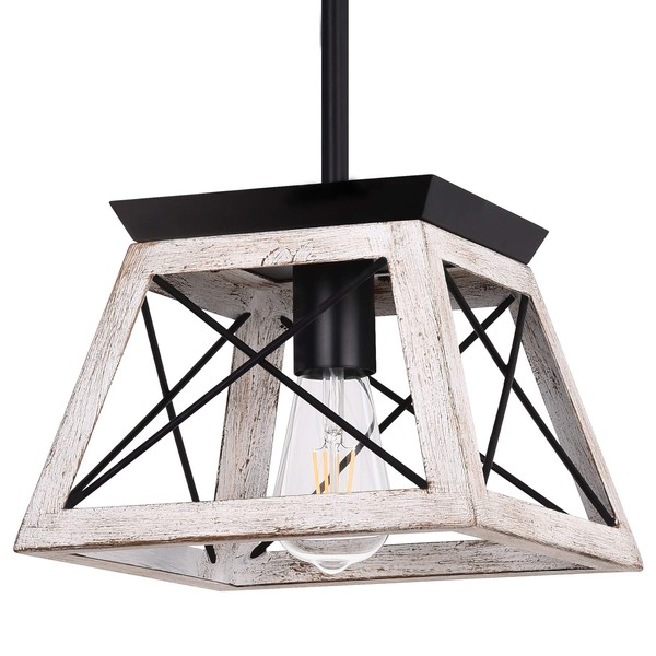 Merbotin Farmhouse Pendant Light White Kitchen Island Hanging Light Fixture,