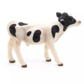 Papo Black and White Calf Papo Figures #51149 Farmyard Friends 3" length NIB Cow