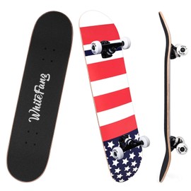 WhiteFang Skateboards for Beginners, Complete Skateboard 31 x 7.88, 7 Layer Canadian Maple Double Kick Concave Standard and Tricks Skateboards for Kids and Beginners (Great US)