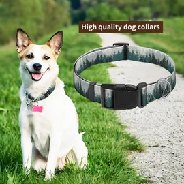 JYCardPKT Dog Collar, Adjustable Funny Pet Collar with Quick Release Durable Buckle, Cute Collars for Medium Large Dogs, Charming Forest Landscape