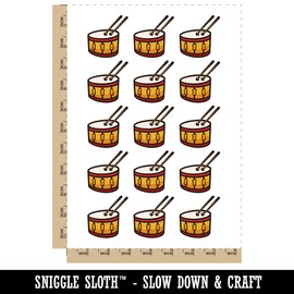 Drum with Sticks Music Instrument Doodle Temporary Tattoo Water Resistant Fake Body Art Set Collection - 15 2" Tattoos (1 Sheet)