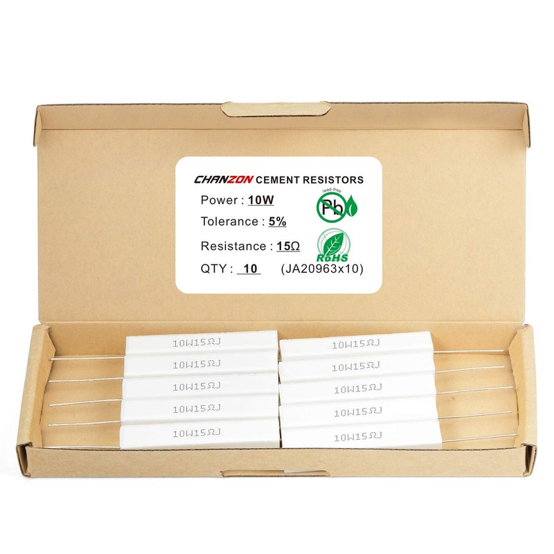 Chanzon 10pcs 10W Ceramic Cement Resistor 15 Ω ohm ±5%