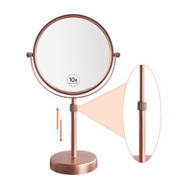 Nicesail Table Mirror 1X 10X Magnifying Mirror Double Sided, Makeup Mirror for Desk 360 Rotation 8 Inch Face Mirror, Matte Rose Gold
