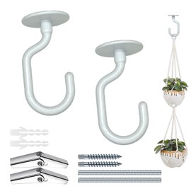 Evsteluo White Swag Ceiling Hooks – 2 Sets with Hardware for Hanging Plants, Drywall and Ceiling Installation, Heavy Duty Design